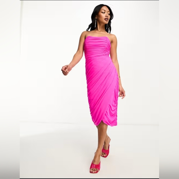 Rare London Dresses & Skirts - NWT Rare London drape corset midi dress in hot pink size 8